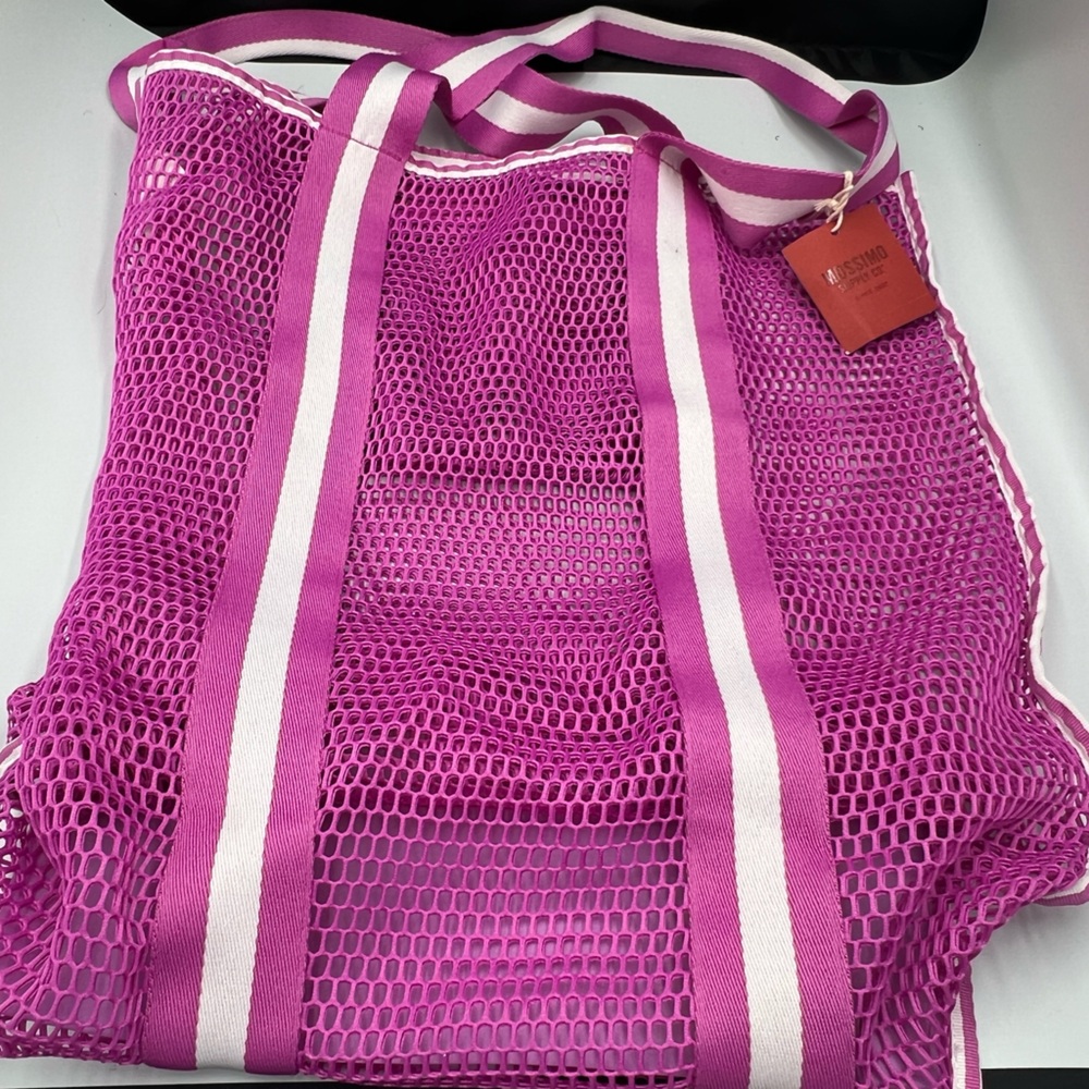 Mossimo Mesh Tote Bag – Pink/Violet Beach Pool Gym Bag – NEW With Tags - Picture 3 of 5